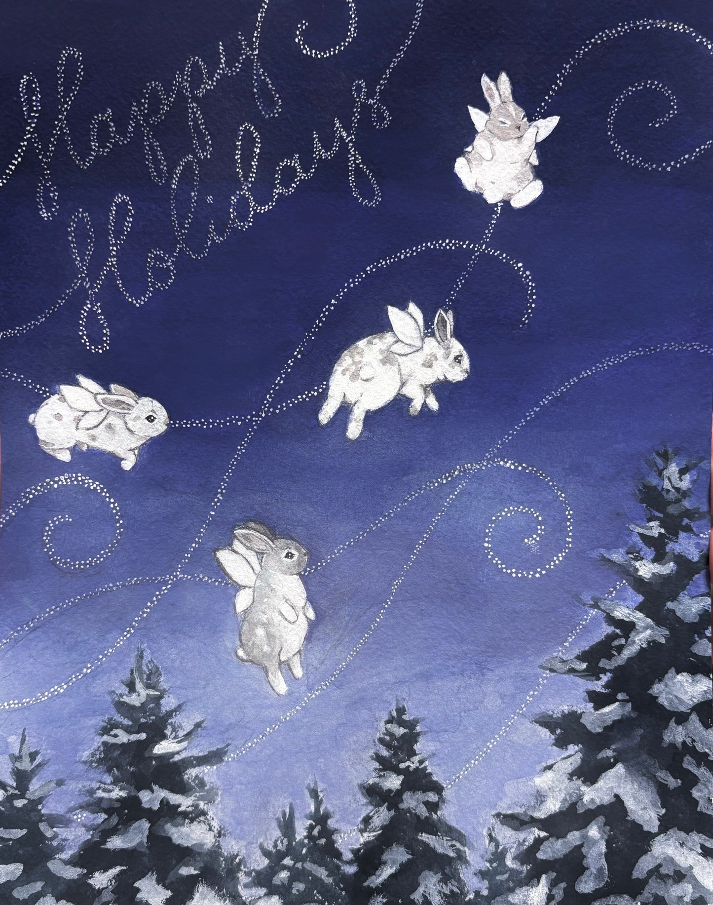 Bunny Fairy Happy Holidays Card