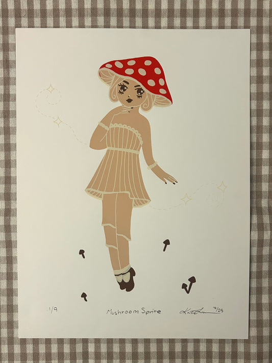 Mushroom Girl 9x12 Screen Print