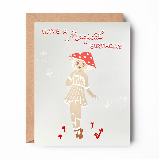 Mushroom Sprite Birthday Card